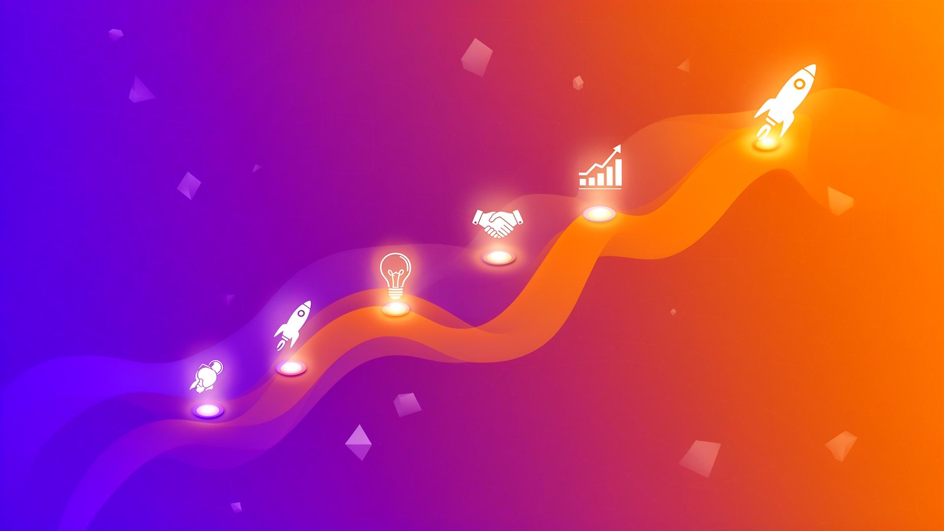 Parcours entrepreneurial illustré, de l'idée au lancement et à la sortie